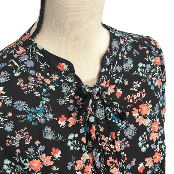 Decree Blouse S Floral Crisscross Front Chiffon - Picture 2 of 7